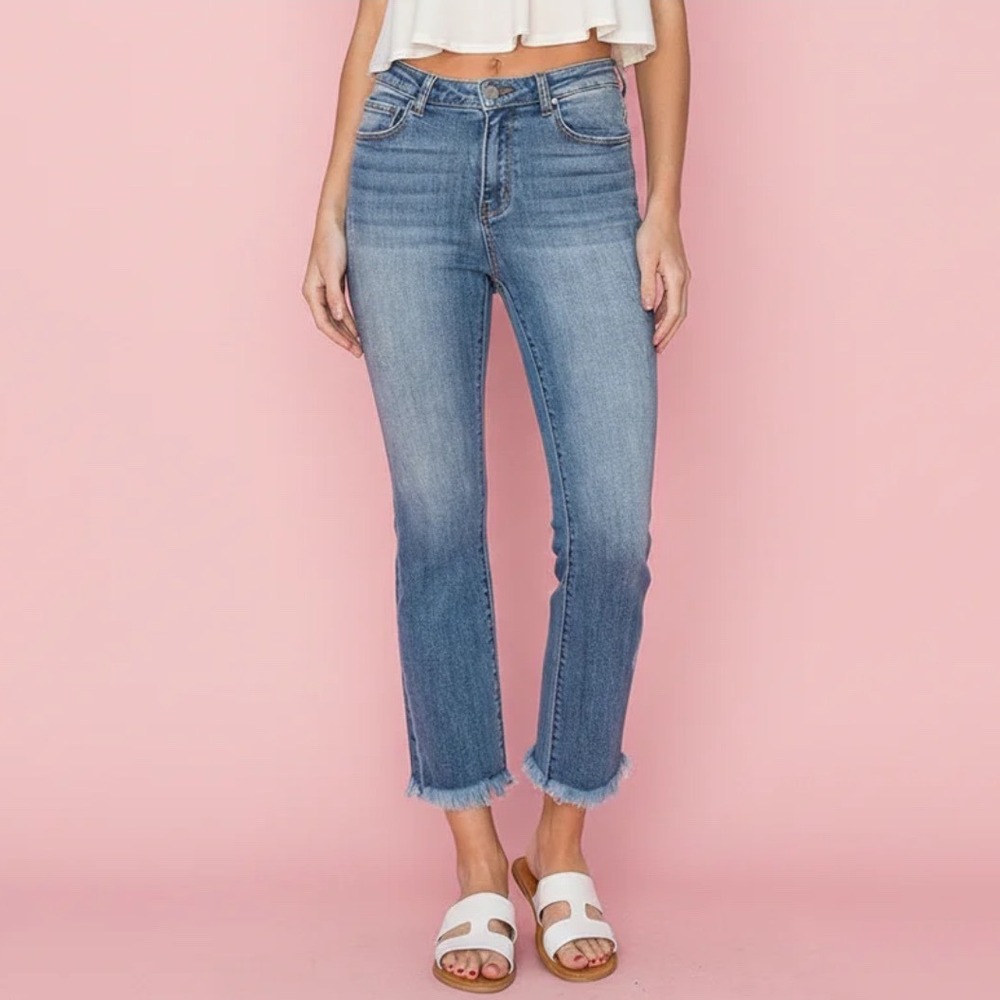 Risen Jeans Mid Rise Ankle Hem Straight‎ Leg Dark Wash 9/29 New With Tags